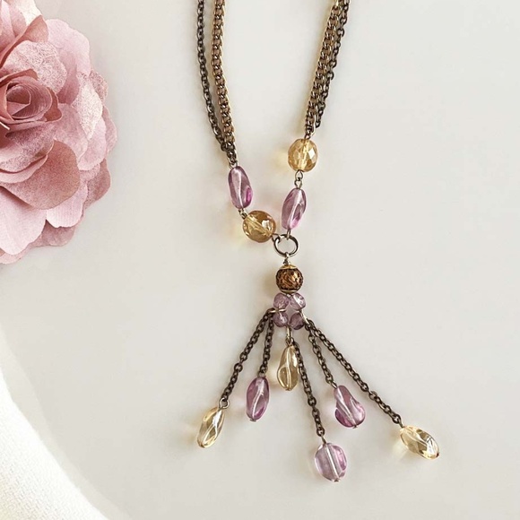 COCCINELLE Vintage Y Drop Cascading Bead Necklace - Picture 3 of 12